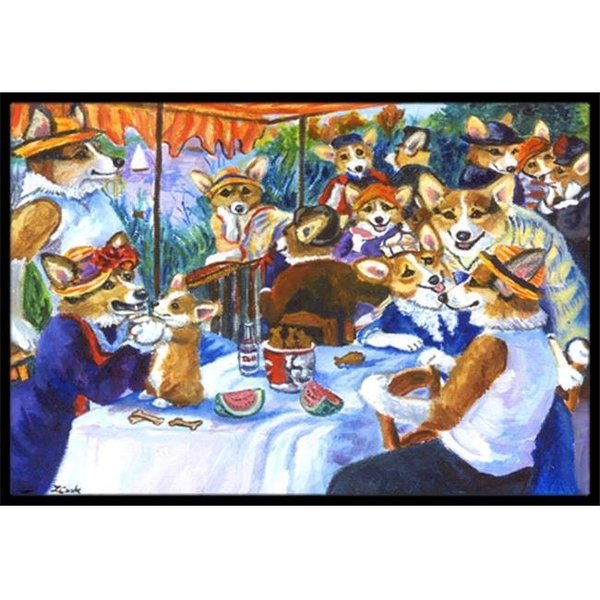 Carolines Treasures Carolines Treasures 7321JMAT Corgi Boating Party Indoor & Outdoor Mat; 24 x 36 in. 7321JMAT